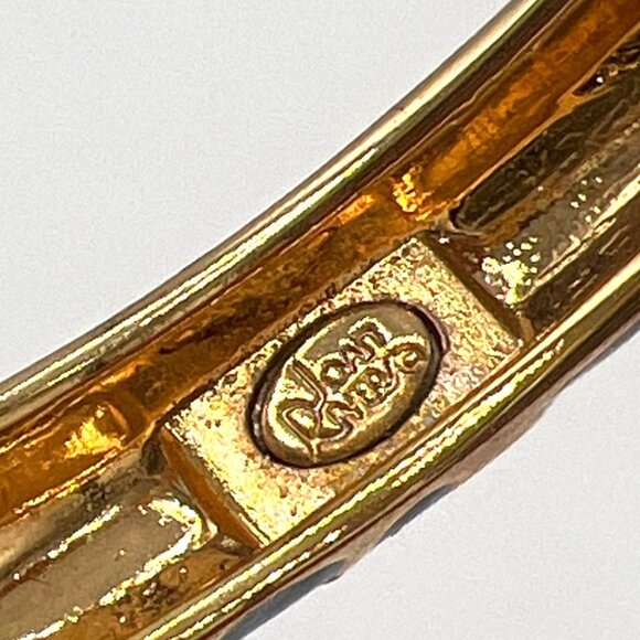 Joan Rivers Hinged Bangle Bracelet Blues Enamel Mosaic Size 7.5 Inches - Picture 6 of 6